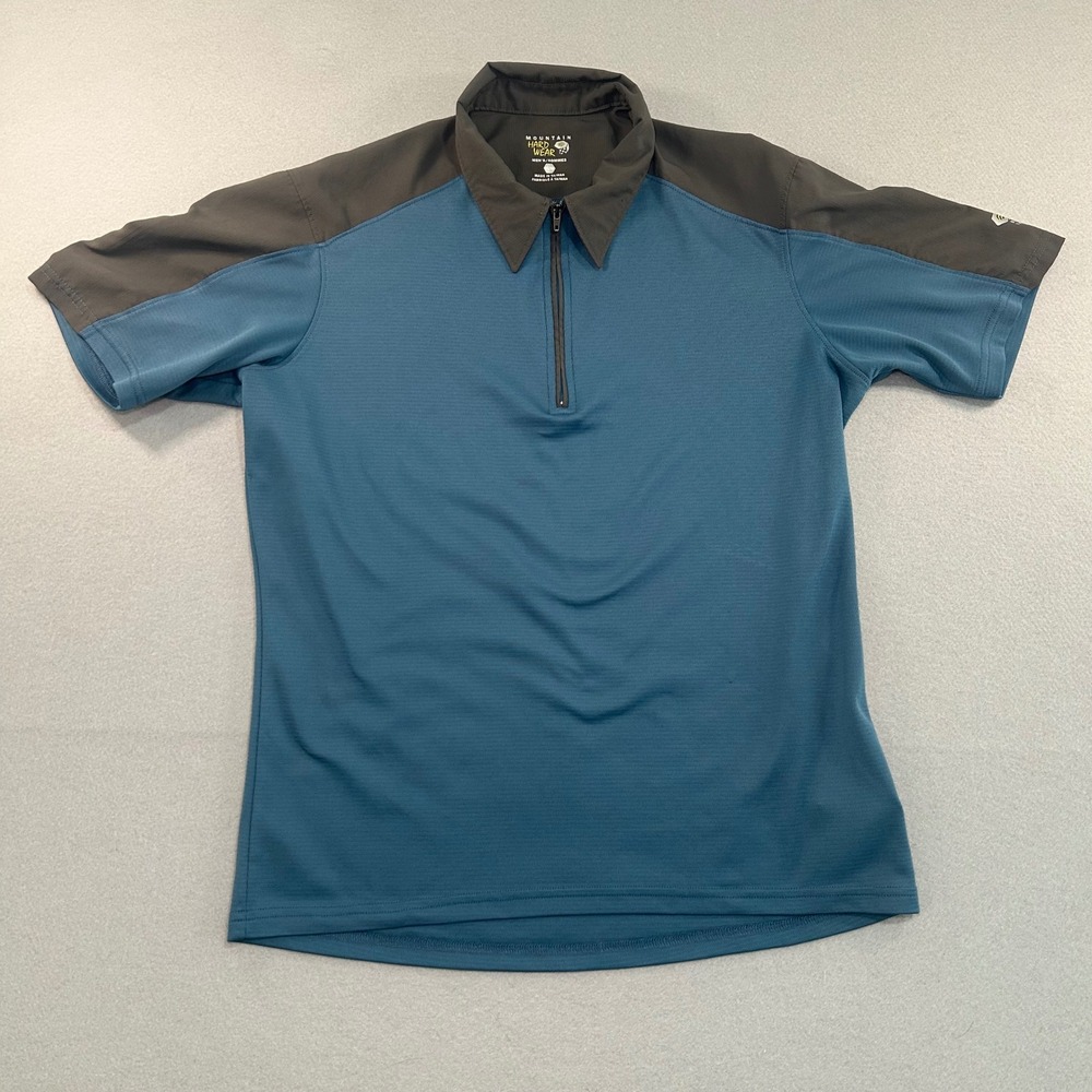 Mountain Hardwear Quarter Zip Polo Men Medium Blue Grey Hiking Outdoor OM1005